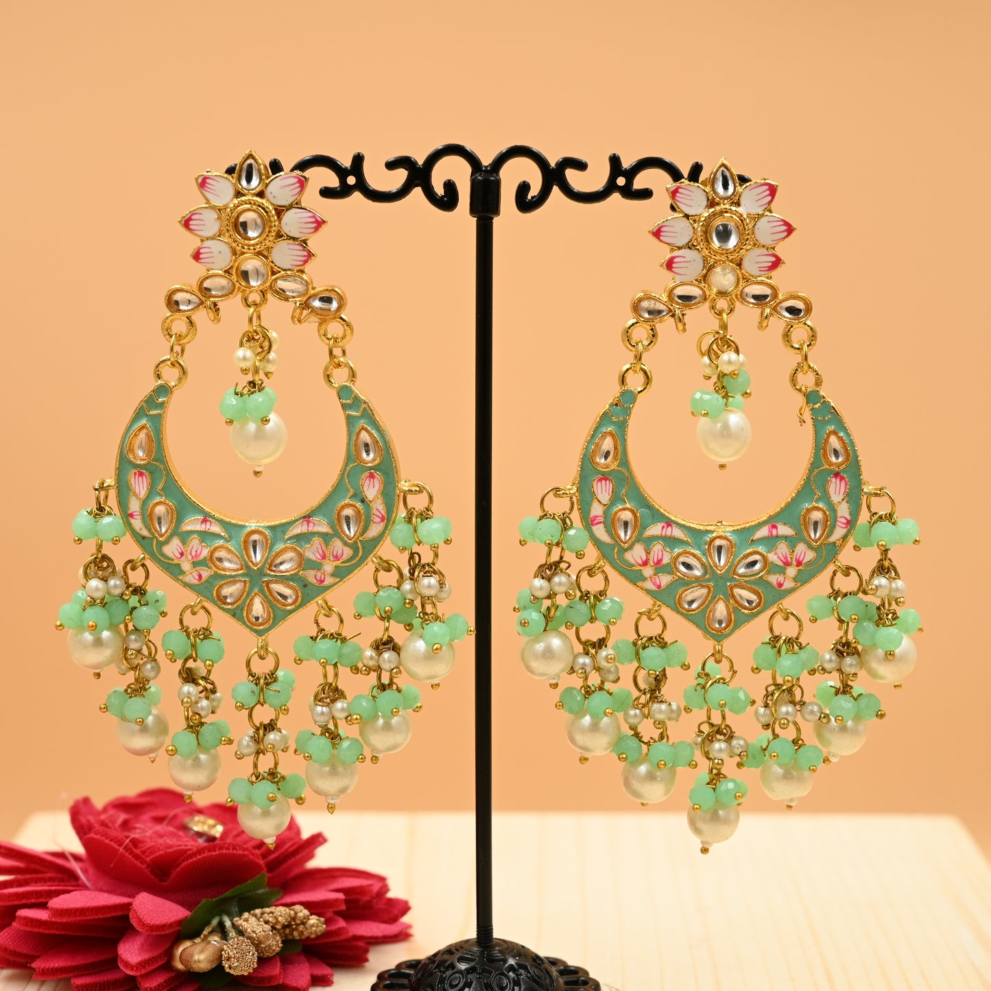 Hand Painted Meenakari Chandbali