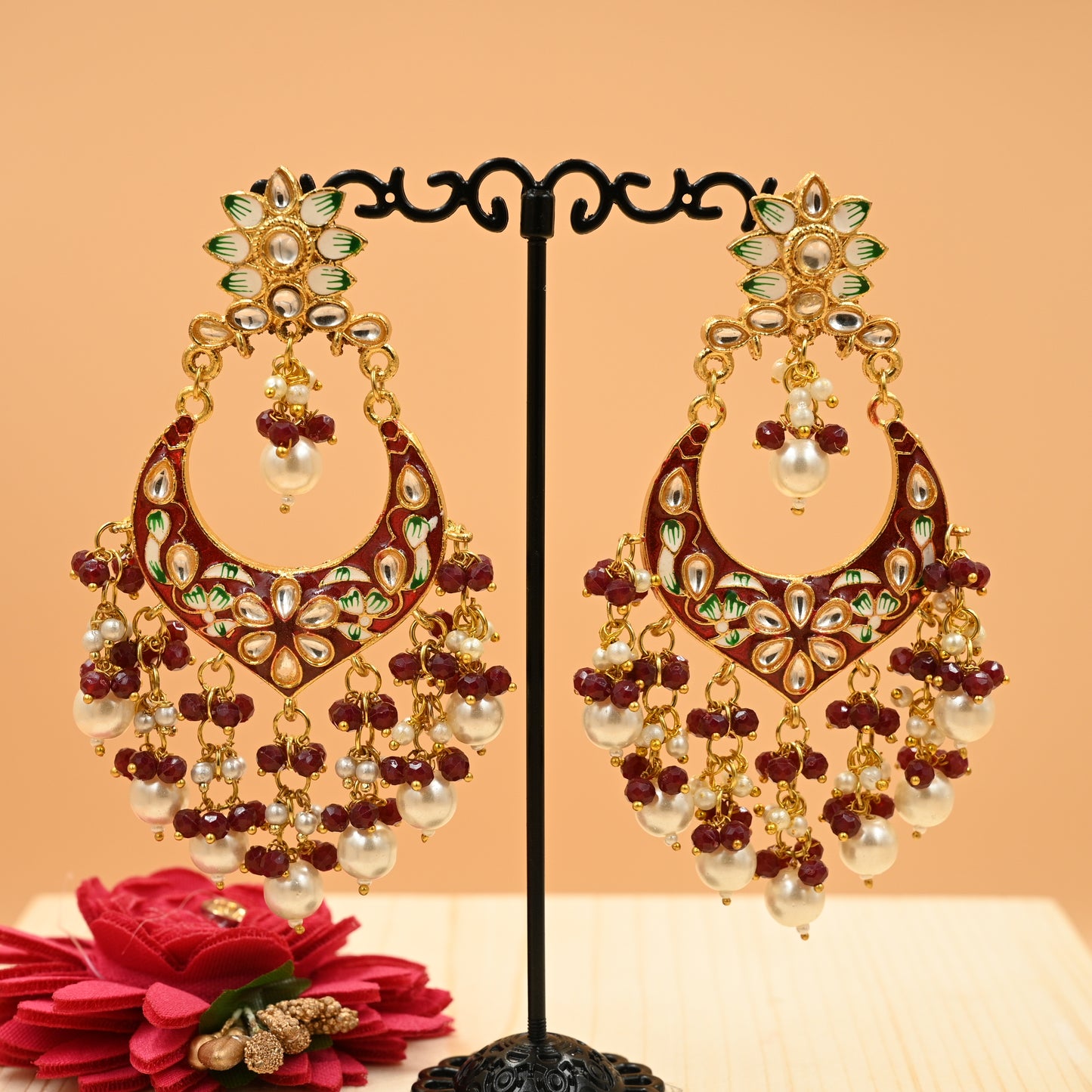 Hand Painted Meenakari Chandbali