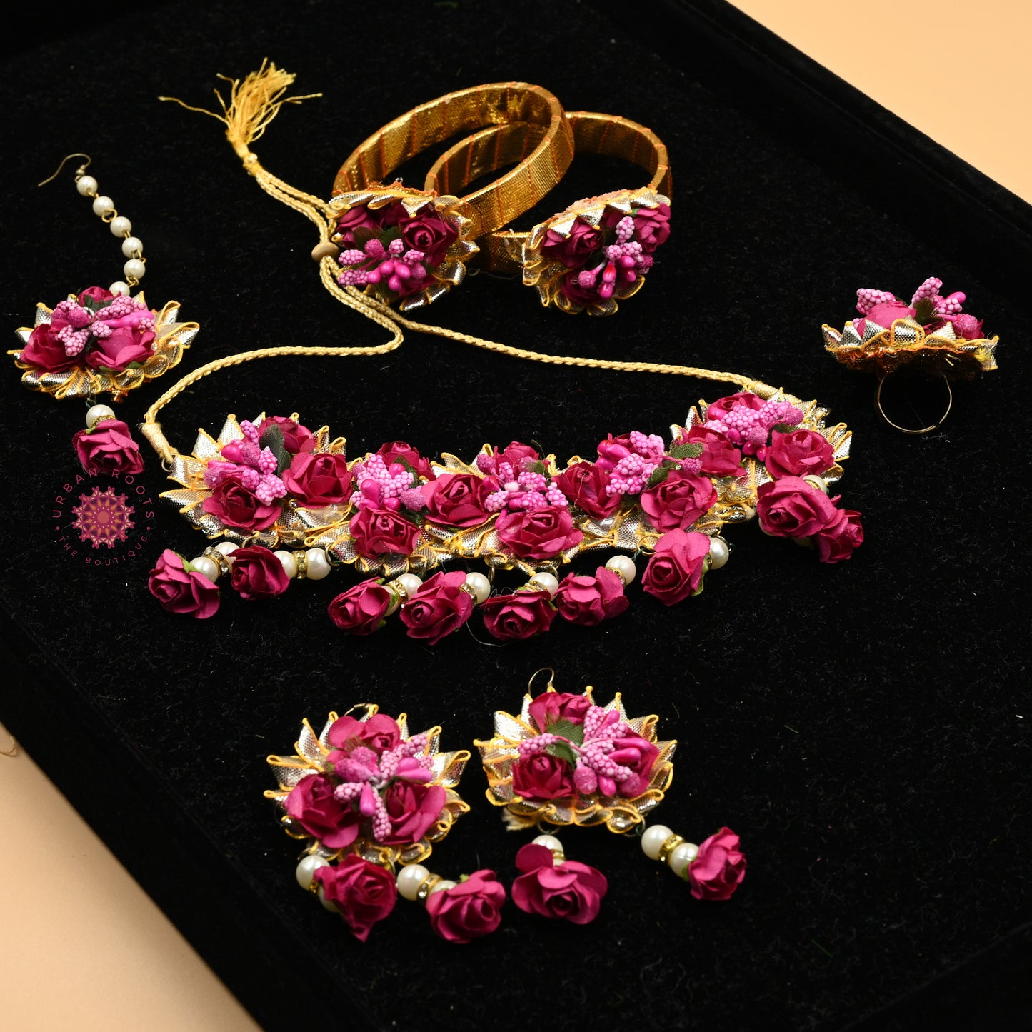 Gota Floral Jewellery Set Pink - Urban Roots