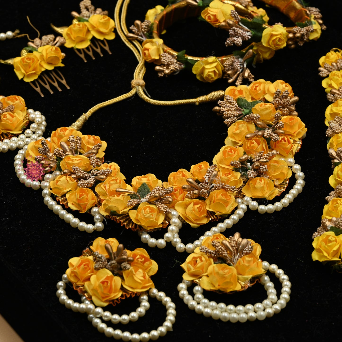 Gota Floral Jewellery Set Yellow - Urban Roots