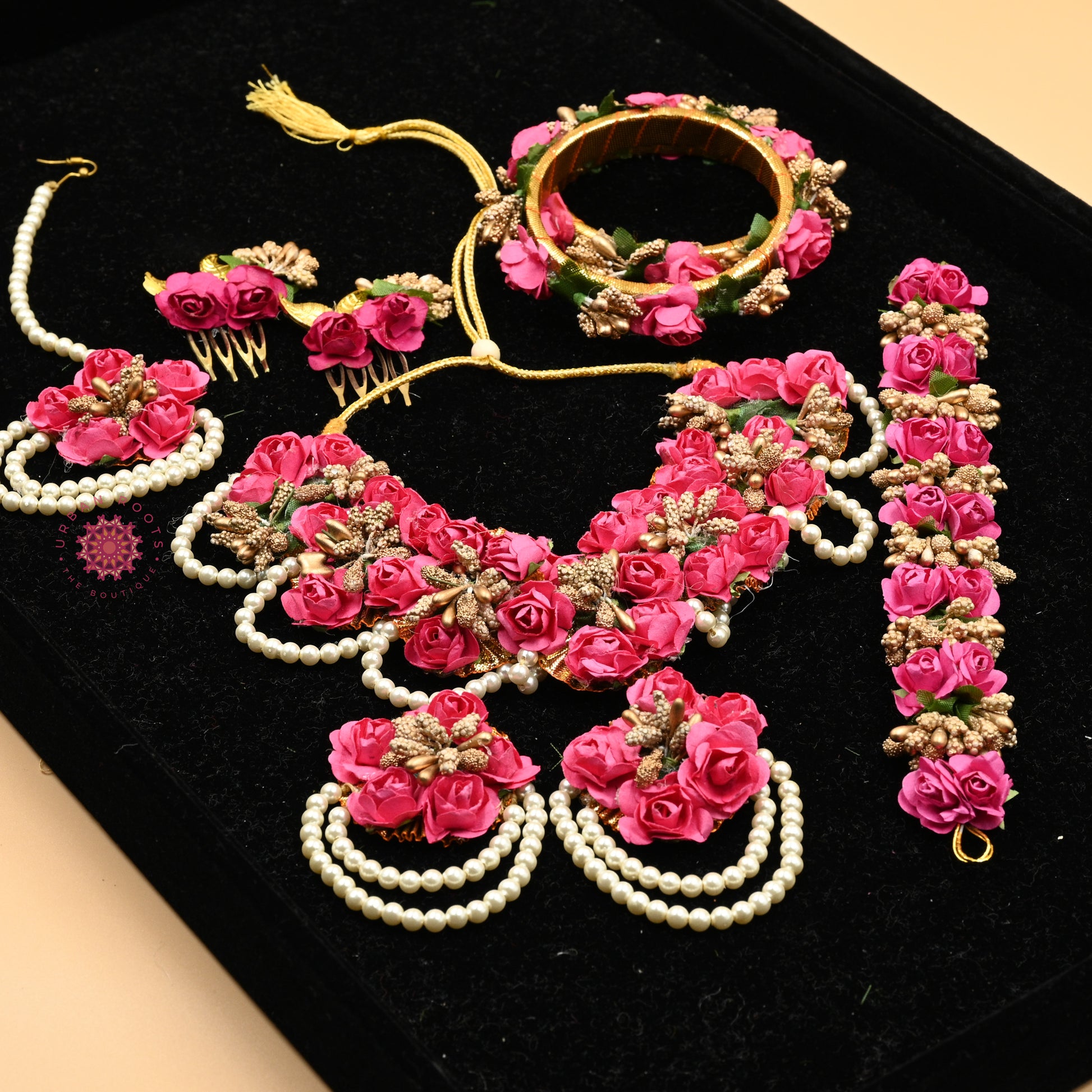 Gota Floral Jewellery Set Pink - Urban Roots