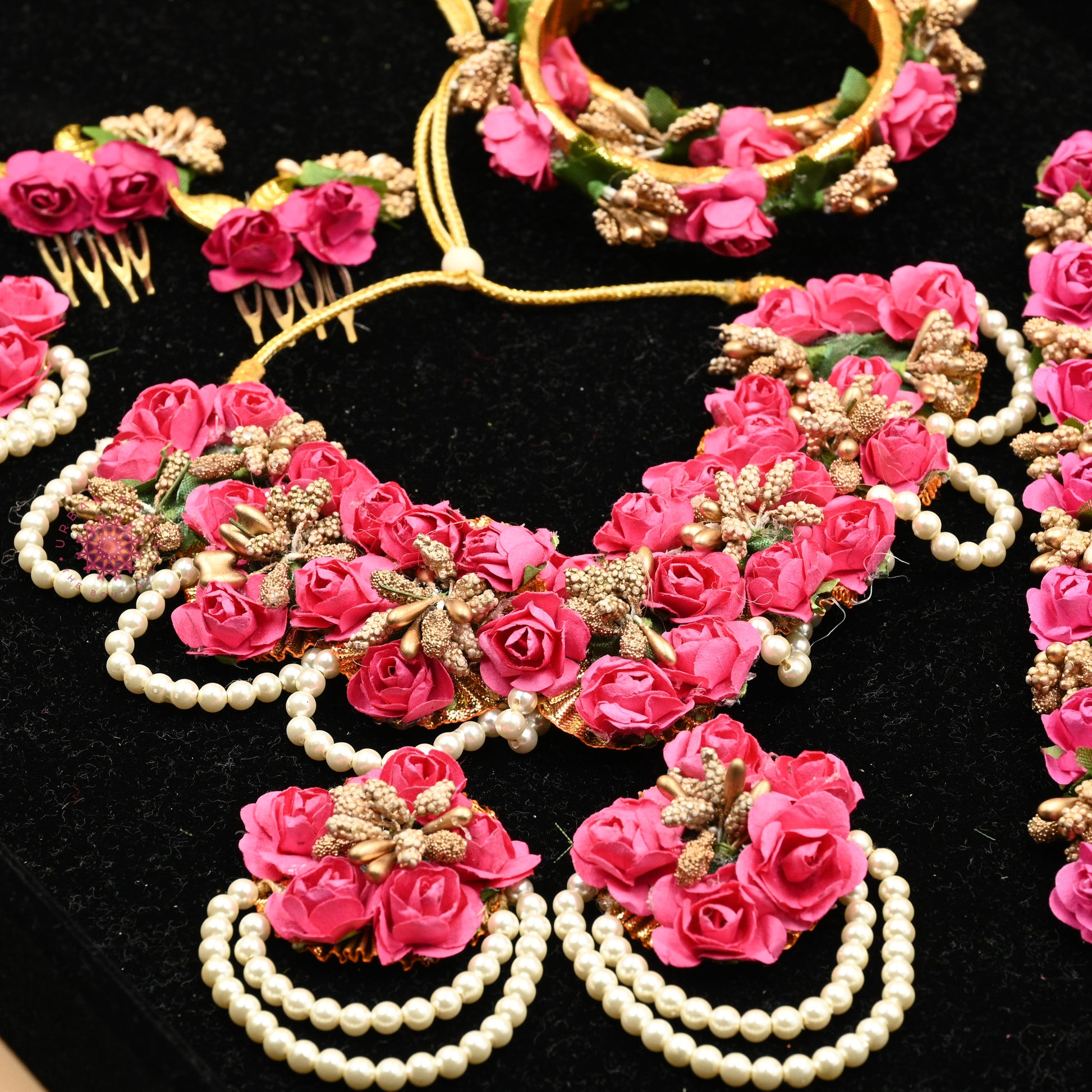 Gota Floral Jewellery Set Pink - Urban Roots