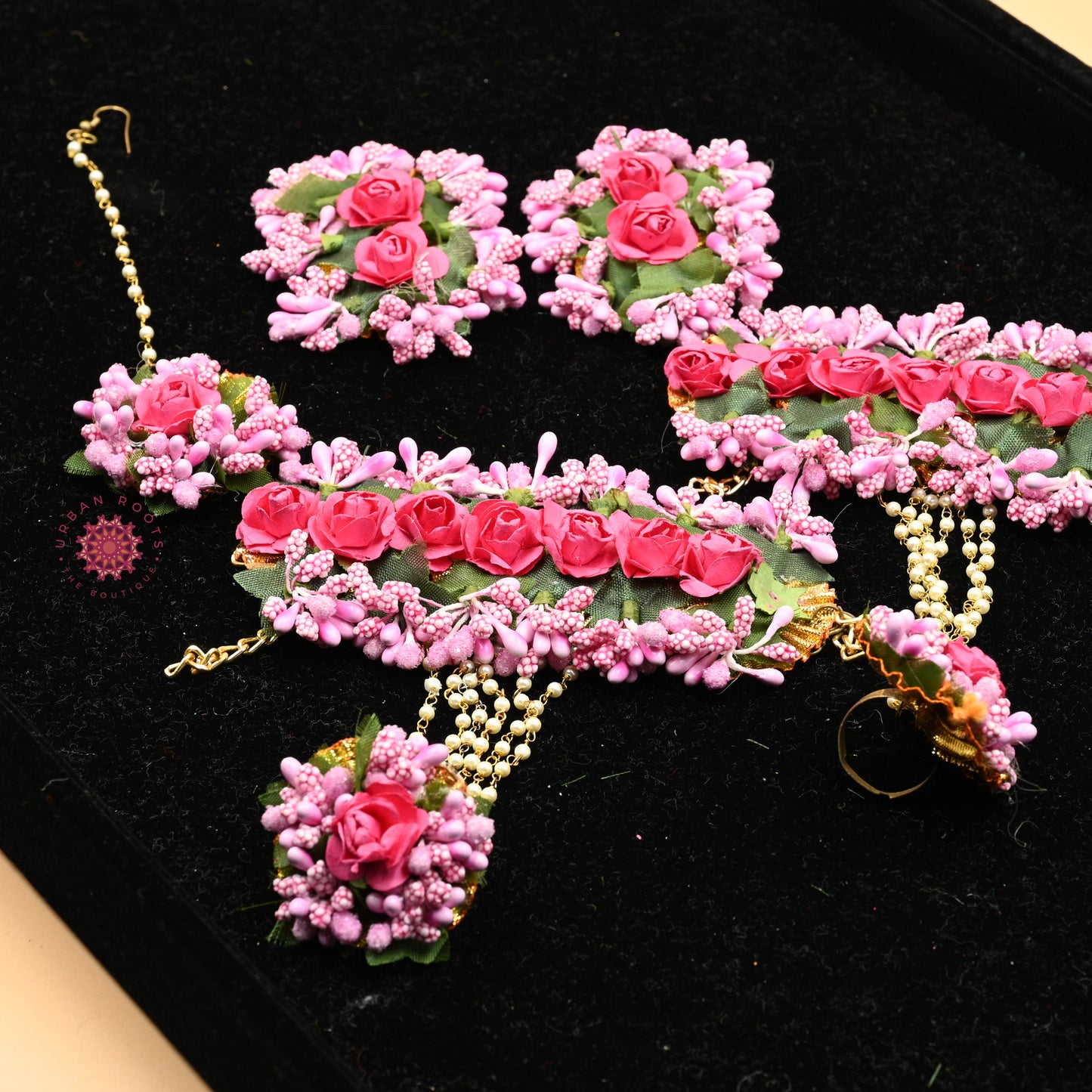 Gota Floral Jewellery Set Pink - Urban Roots