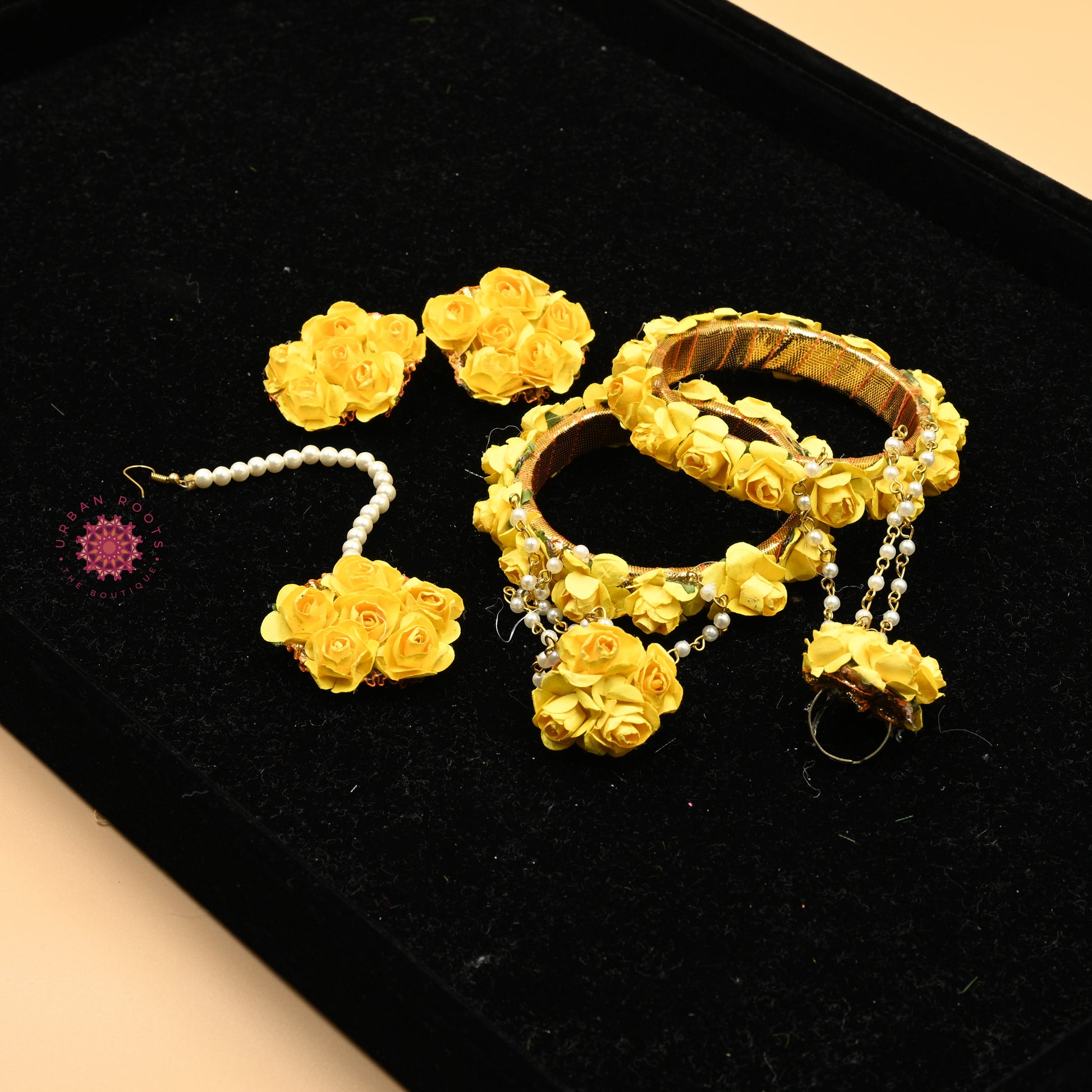Gota Floral Jewellery Set Yellow - Urban Roots