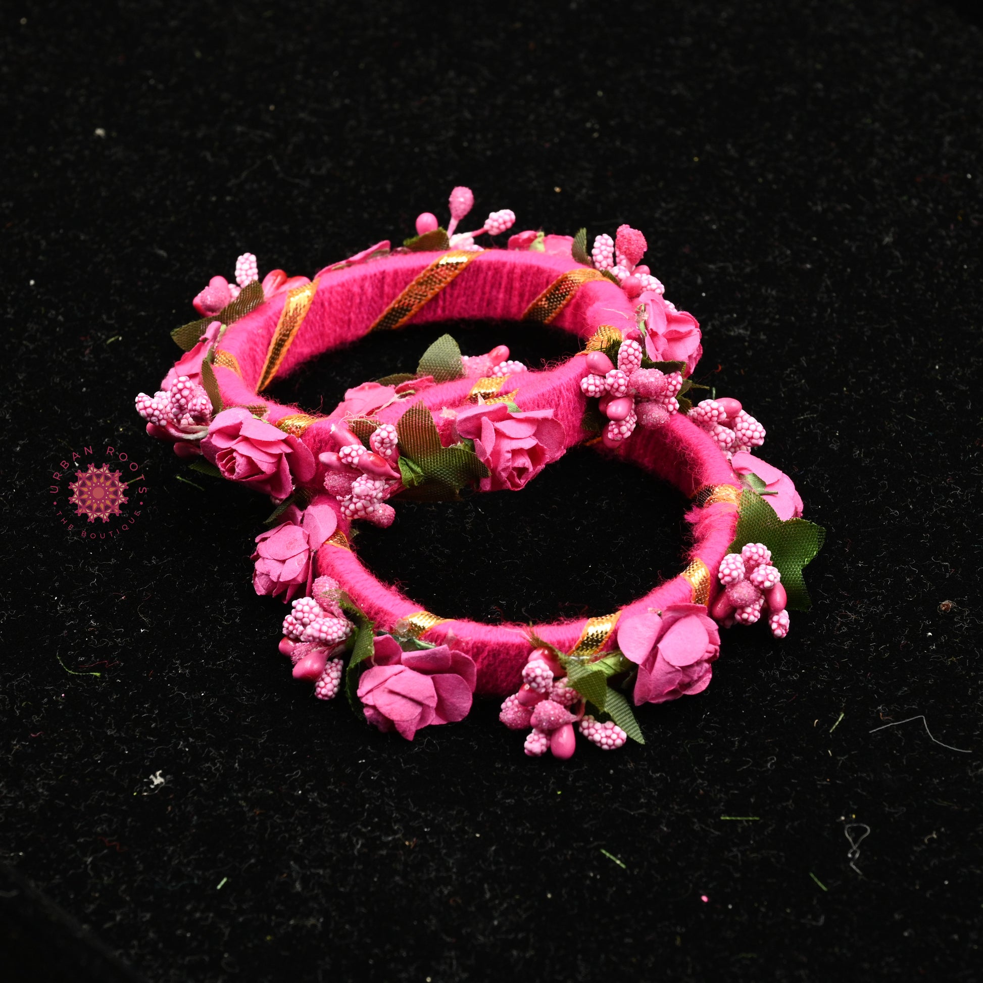 Gota Floral Bangles Pink Set of 2 - Urban Roots