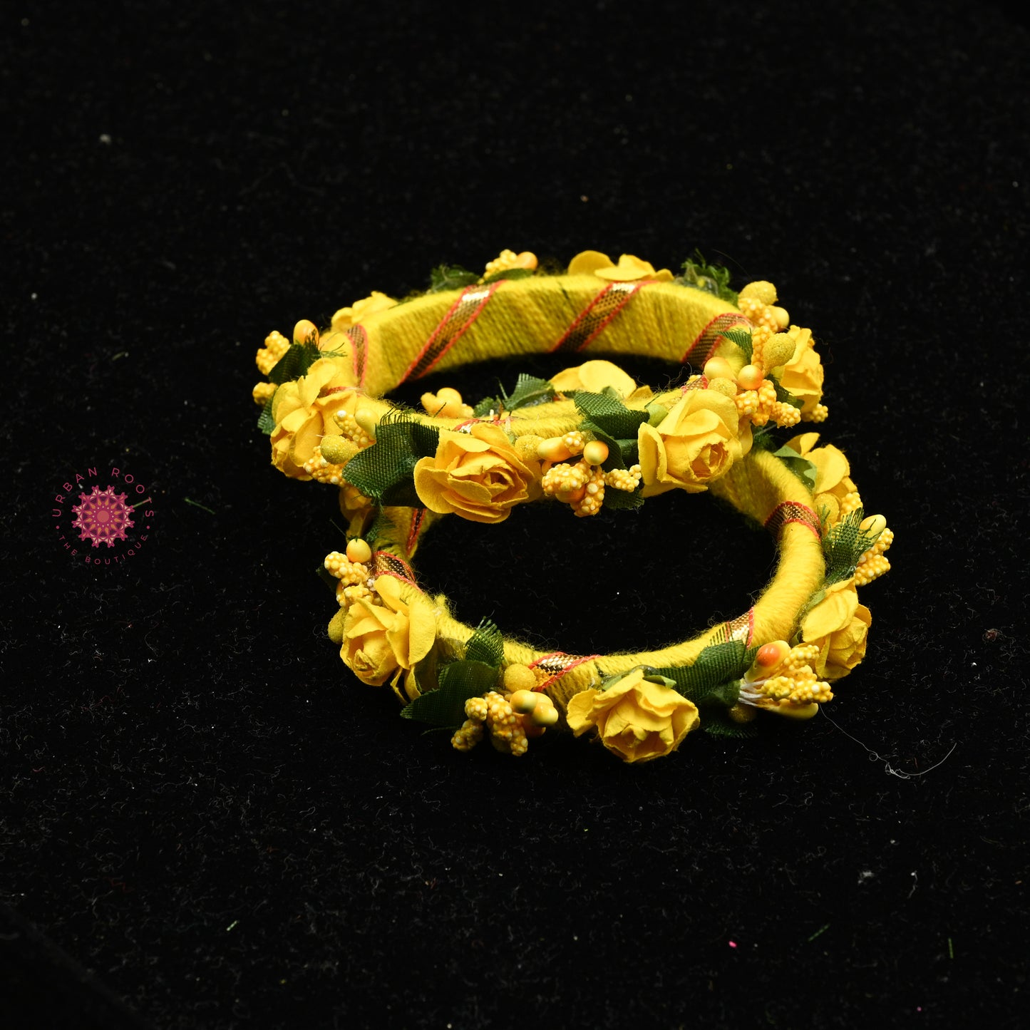 Gota Floral Bangles Yellow Set of 2 - Urban Roots