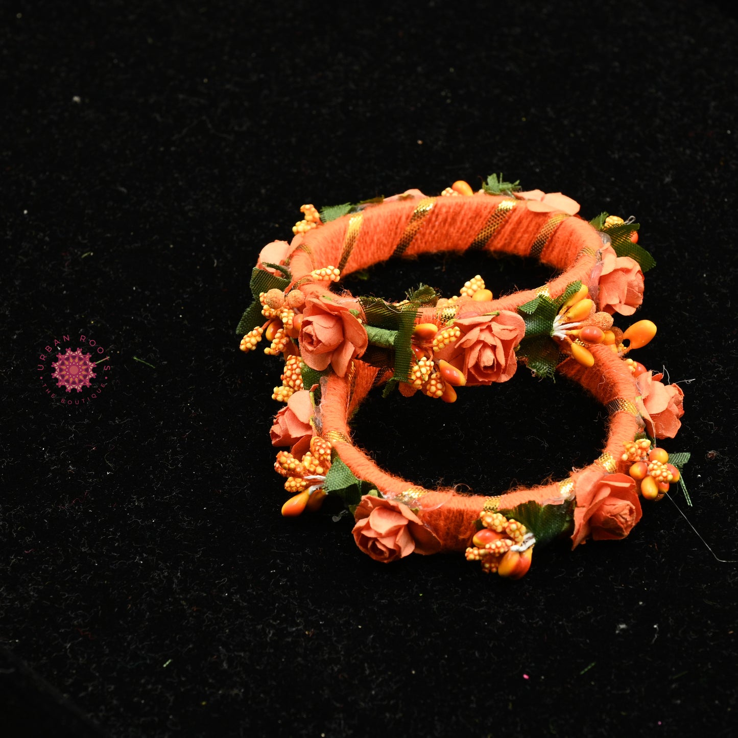 Gota Floral Bangles Orange Set of 2 - Urban Roots