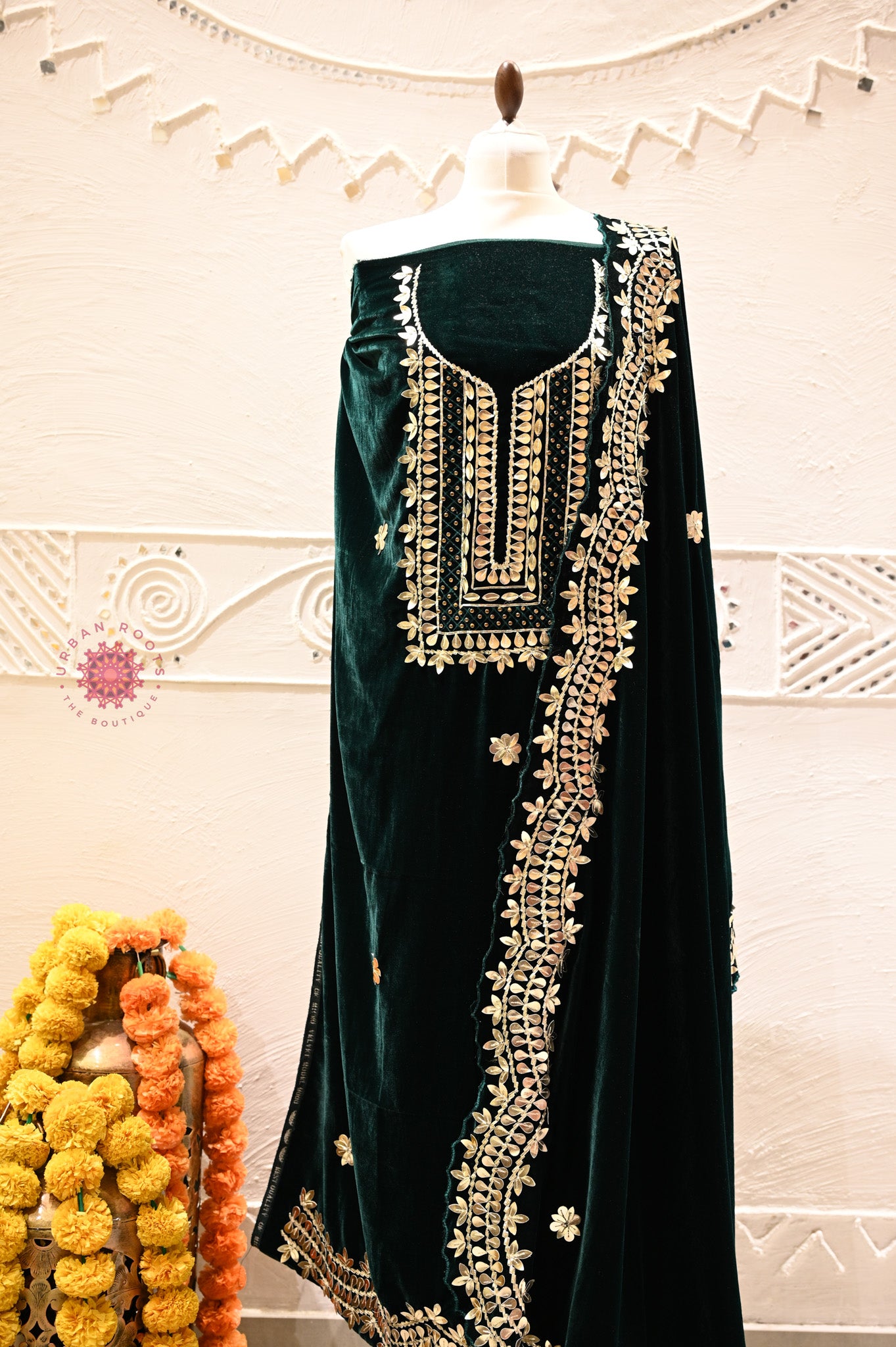 Velvet Festive Suit Fabric Set With Dupatta - Urban Roots