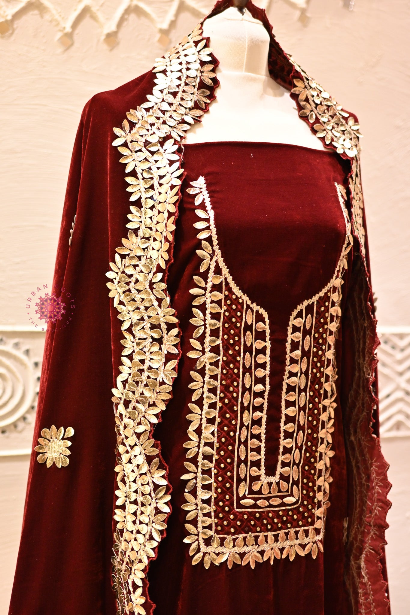 Velvet Festive Suit Fabric Set With Dupatta - Urban Roots