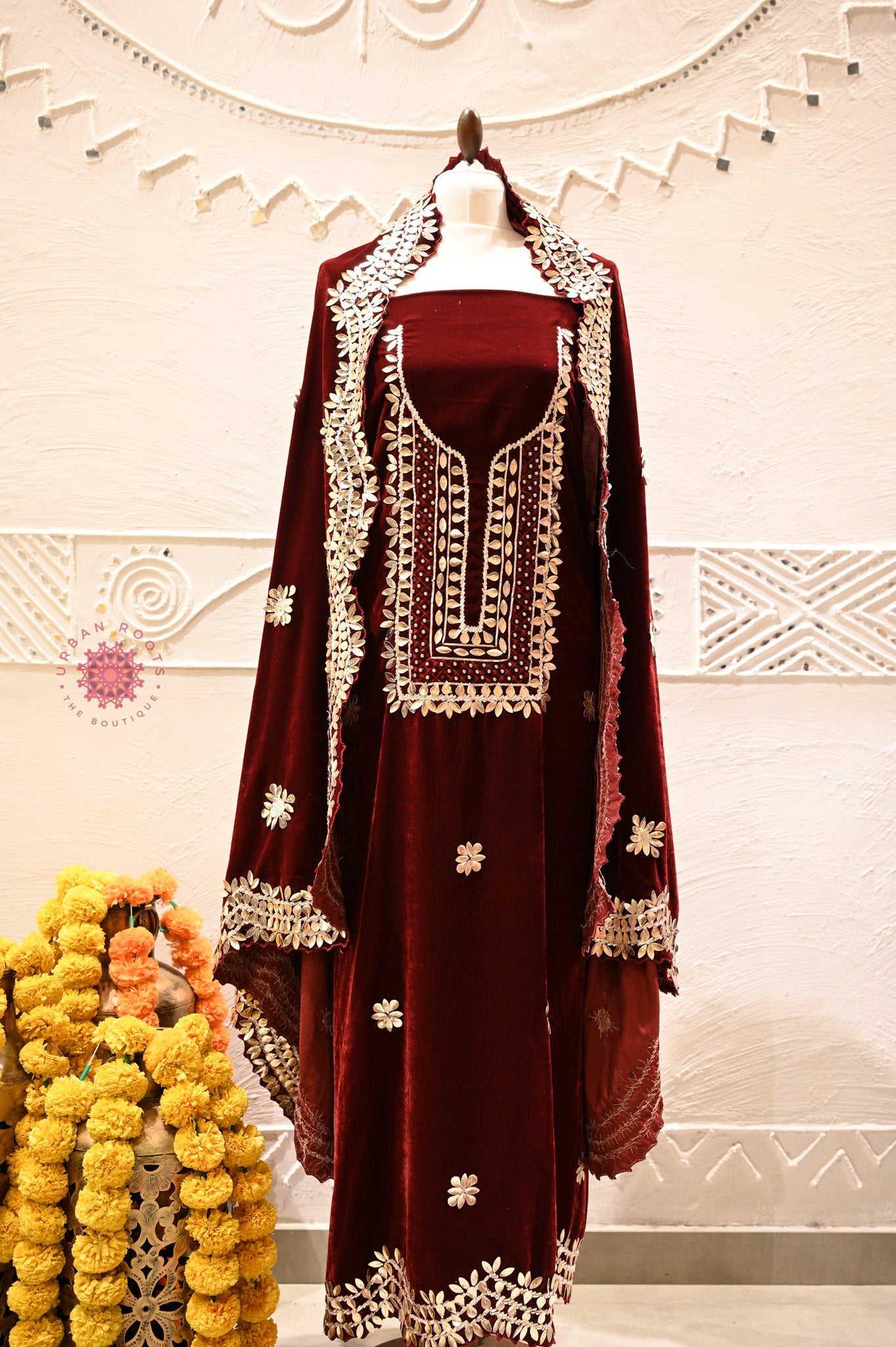 Velvet Festive Suit Fabric Set With Dupatta - Urban Roots