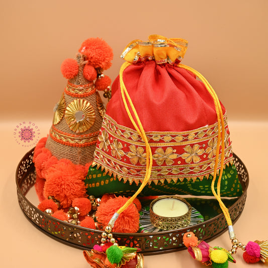 Lehriya Potli Gifting Bag Red - Urban Roots