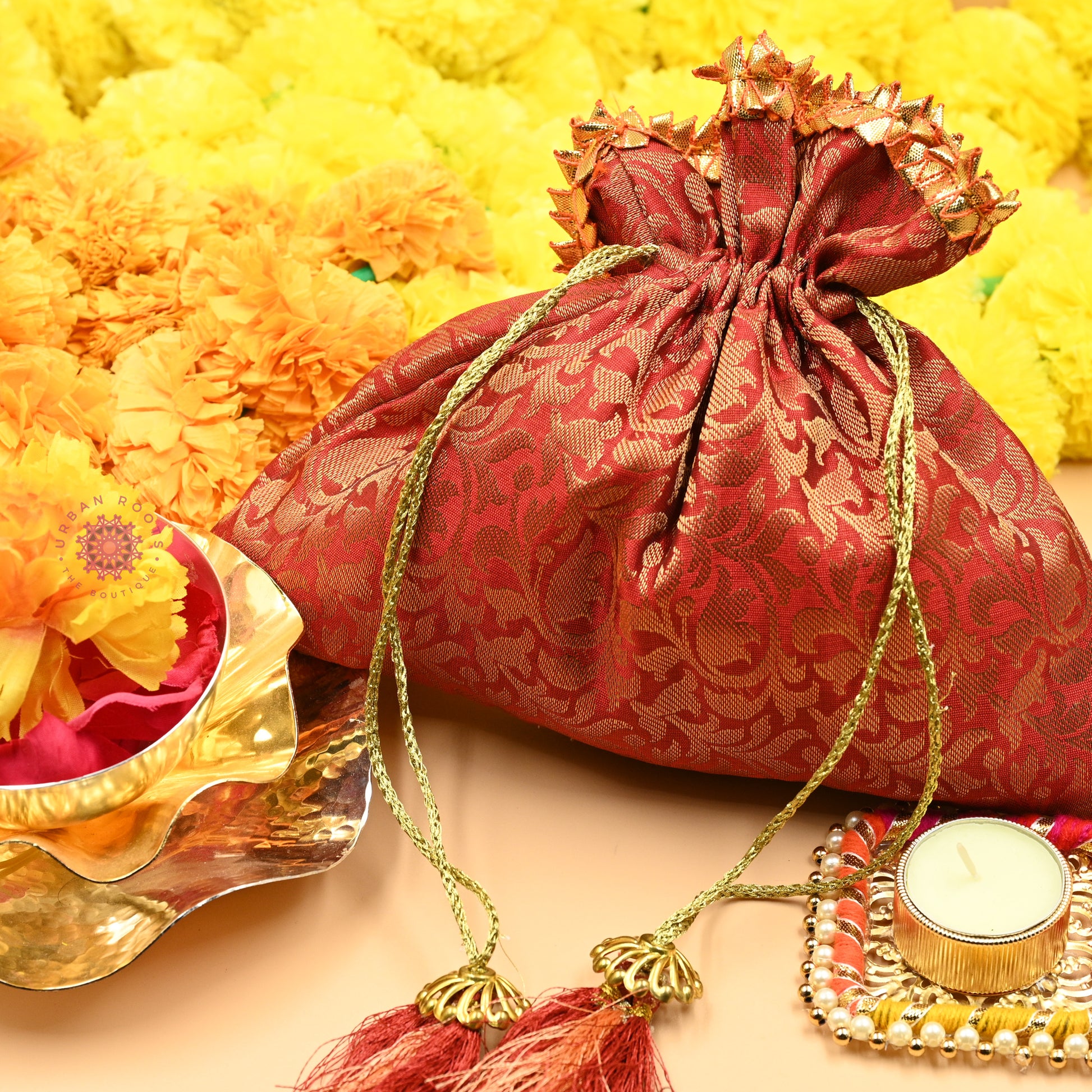 Brocade Silk Potli Gifting Bag - Urban Roots