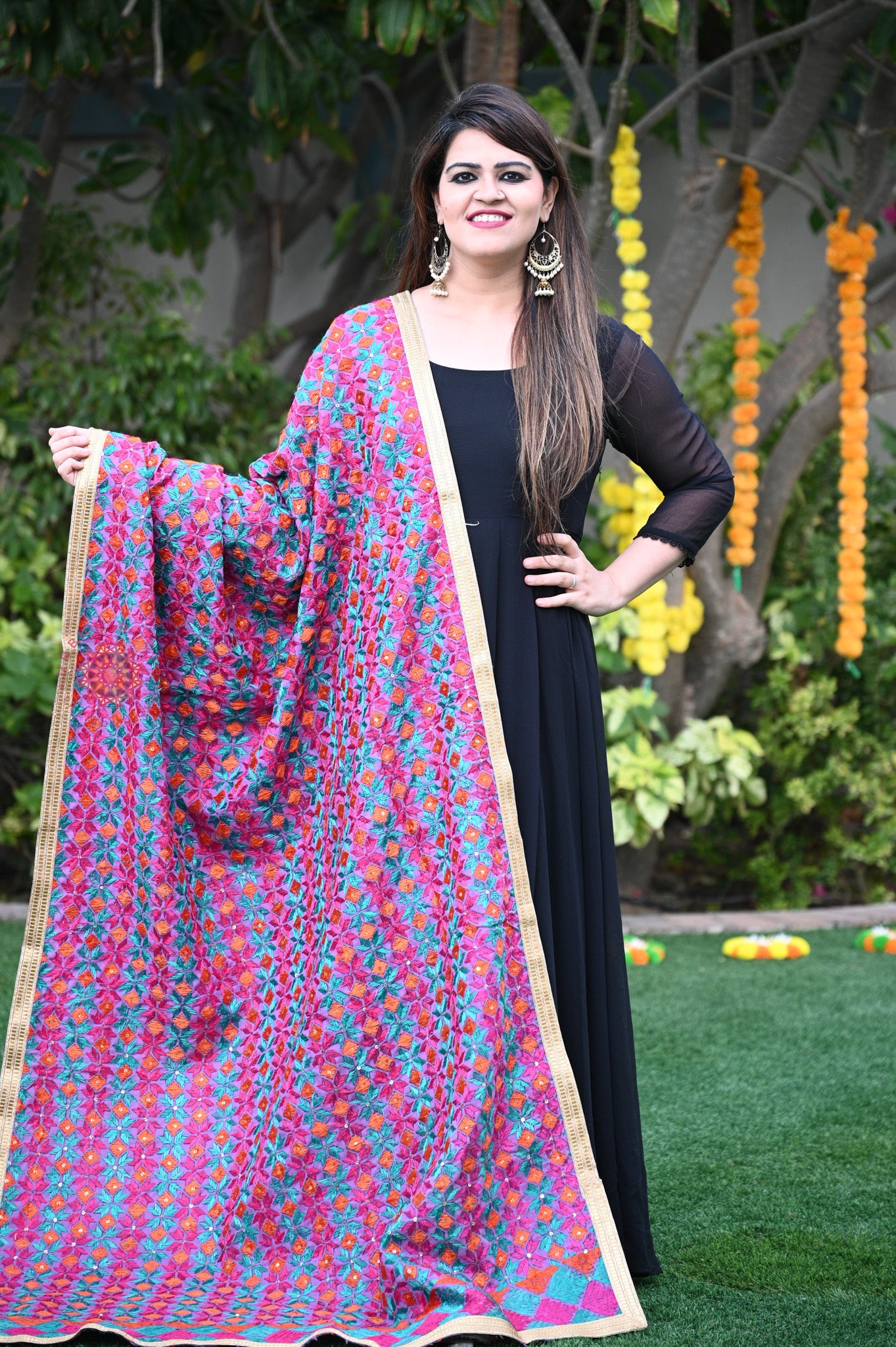 Cotton Phulkari Bagh Dupatta - Urban Roots