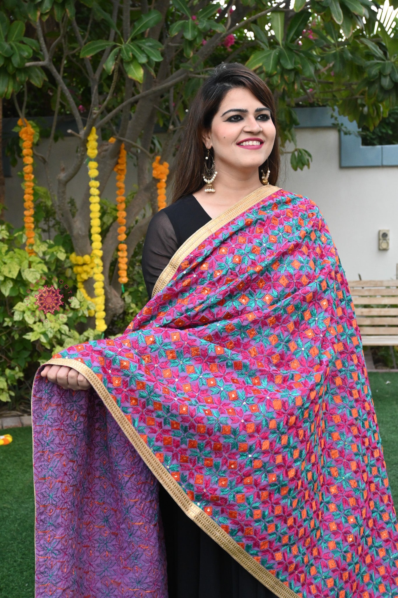 Cotton Phulkari Bagh Dupatta - Urban Roots