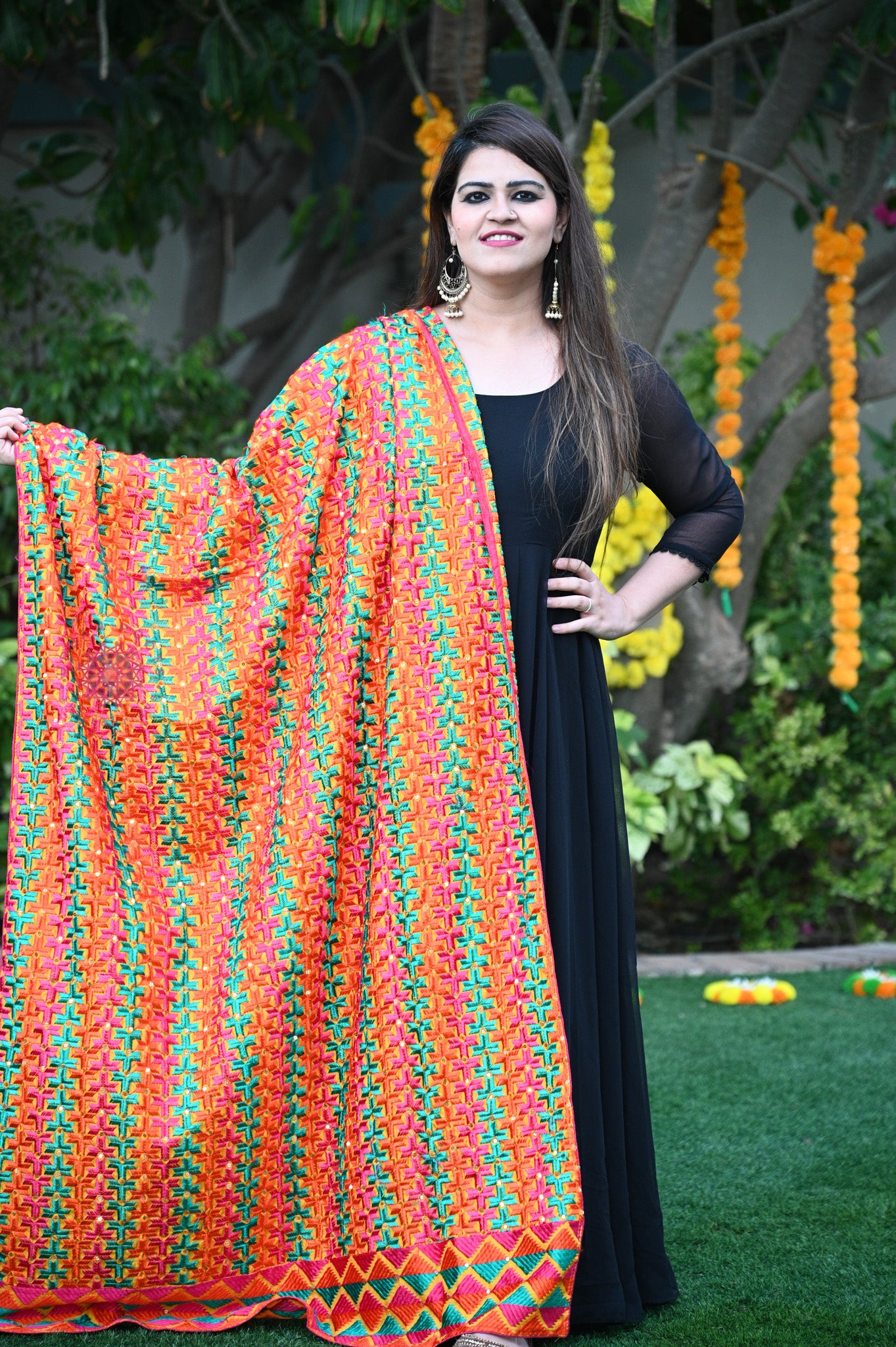 Chinon Phulkari Bagh Dupatta - Urban Roots