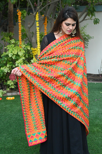 Chinon Phulkari Bagh Dupatta - Urban Roots