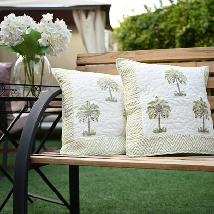 Quilted Hand Block Printed Cushion Cover (Set of 2) - Urban Roots