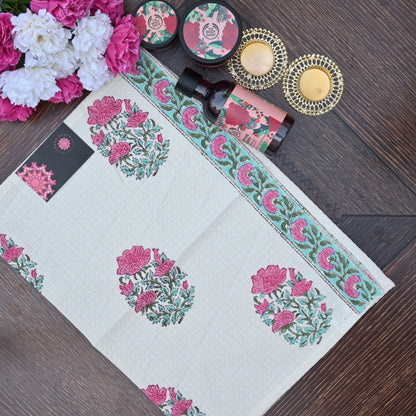 Hand Block Printed Waffle Towel Set (1+2) - Urban Roots