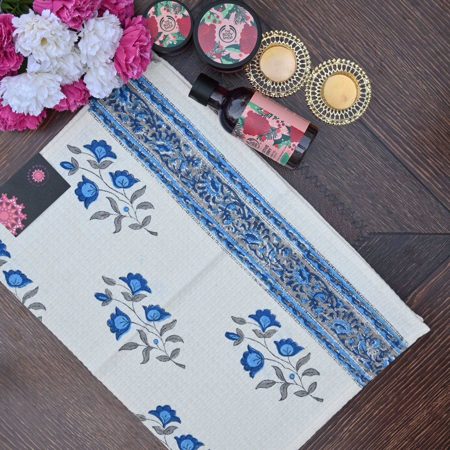 Hand Block Printed Waffle Towel Set (1+2) - Urban Roots