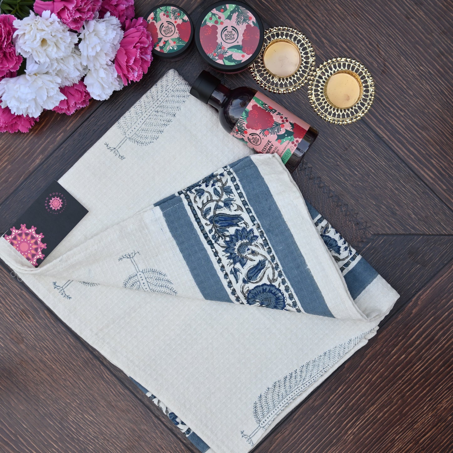 Hand Block Printed Waffle Towel Set (1+2) - Urban Roots