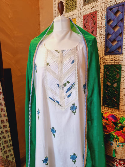 Hand Block Printed Cotton Kurti With Dupatta - Urban Roots