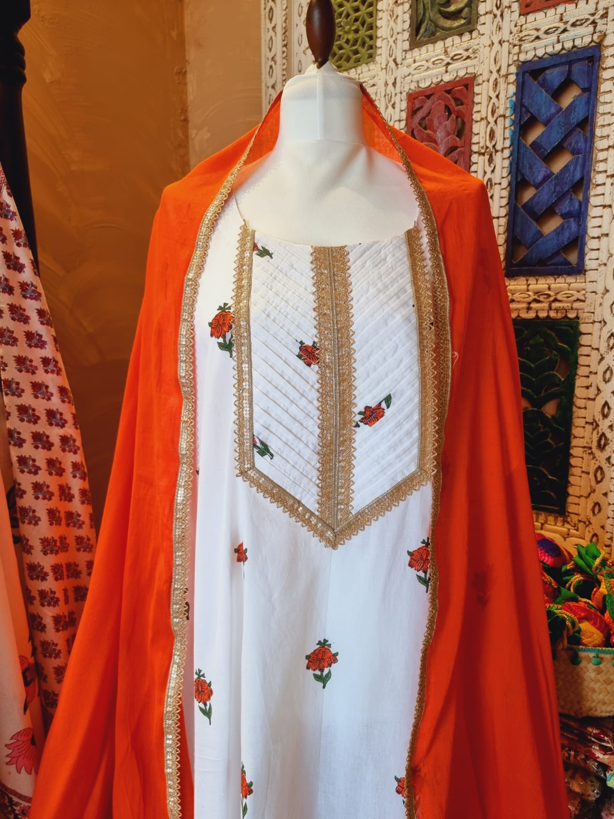 Hand Block Printed Cotton Kurti With Dupatta - Urban Roots