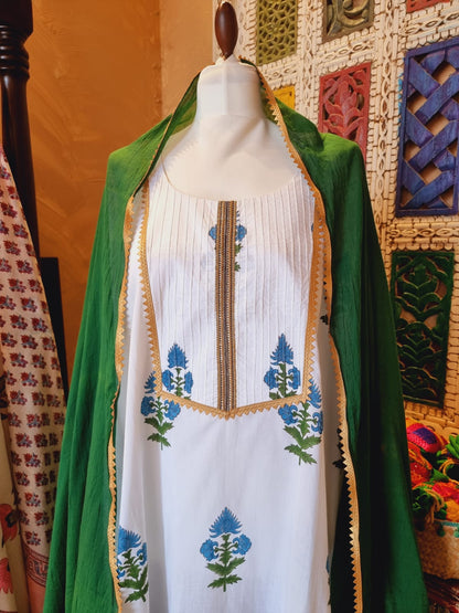 Hand Block Printed Cotton Kurti With Dupatta - Urban Roots